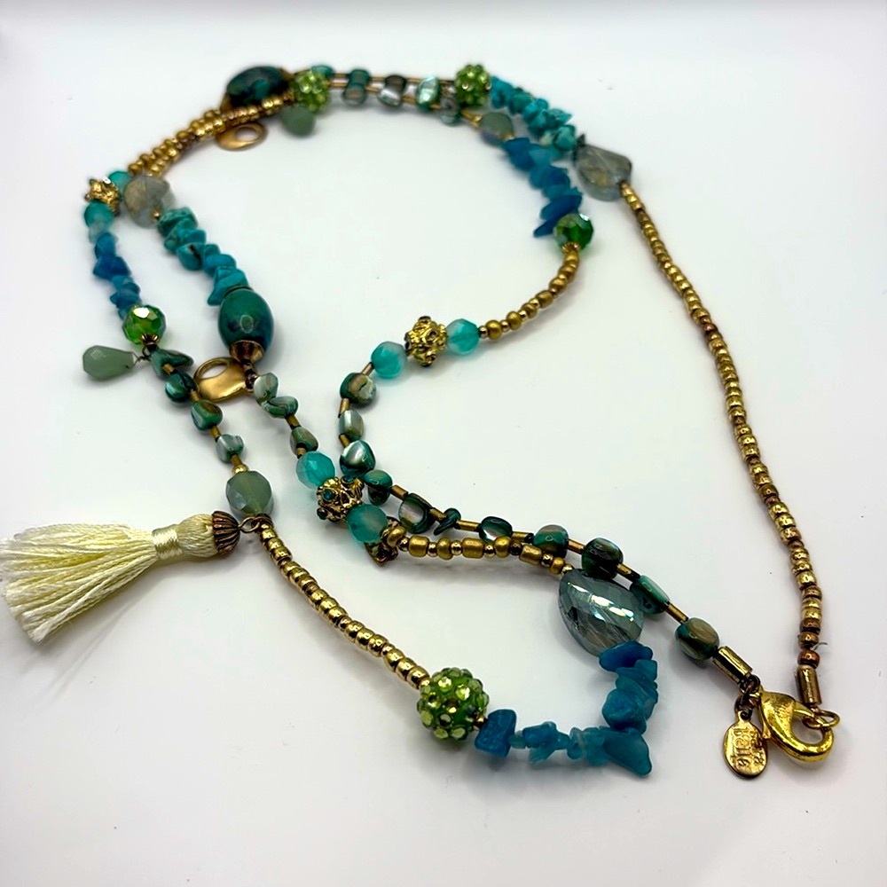 Sara Bella Boho long necklace with multiple gemstones - Picture 2 of 9